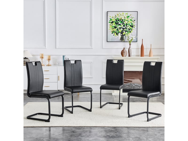  Lot de 4 chaises de salle à manger,52x40,5x98 cm,style moderne,pu,noir  - Conforama D