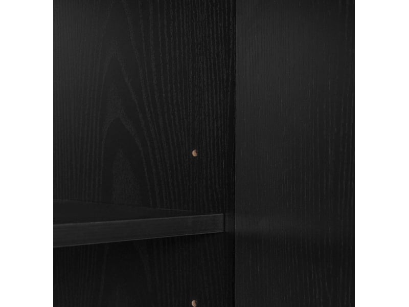  Meuble à chaussures 150x38x83 cm noir en panneau de particules, style mid-century avec portes cintrées  - Conforama E