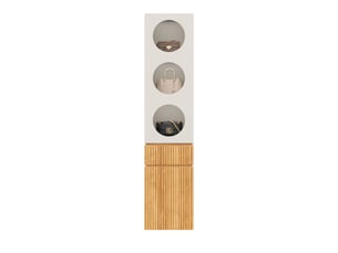 Armoire colonne 45x50x200 cm, armoire chambre étroite dressing penderie, en mdf, style scandinave, avec 2 portes et 1 tiroir, gris et naturel