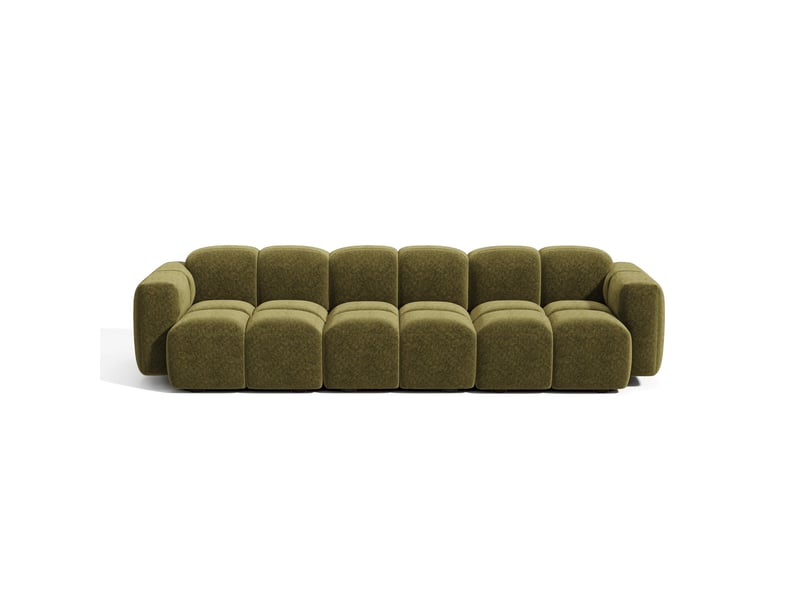  Canapé modulable 4 places en velours texturé moss MOSS - Conforama D