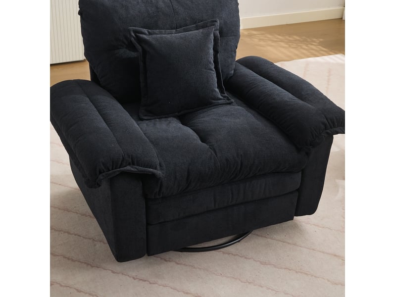 Fauteuil pivotant en chenille noir 360° avec coussin de soutien - Conforama C