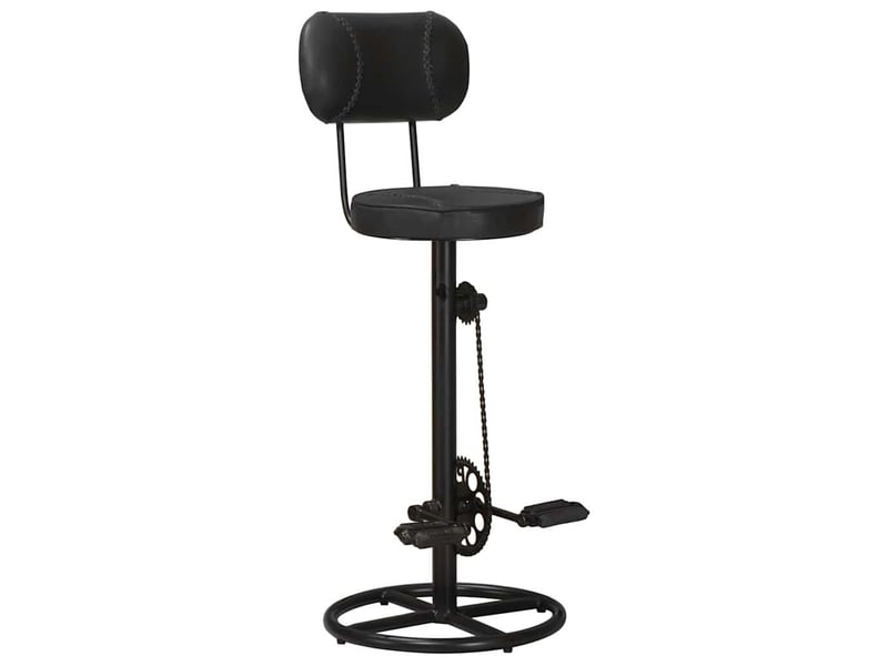  Lot de 2 tabouret de bar, chaise de bar noir cuir de chèvre véritable  - Conforama A