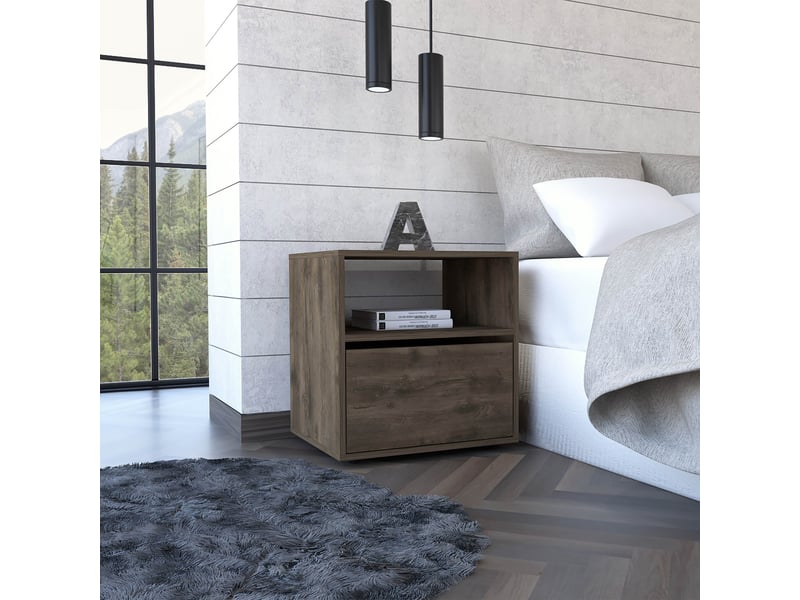  Table de chevet galanto de 50 cm avec 1 porte, chêne foncé  - Conforama C