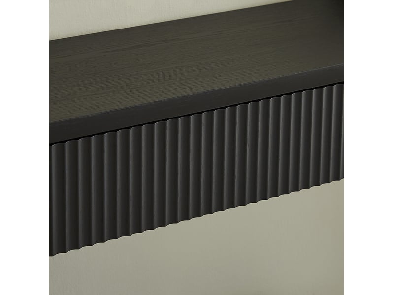 Console d'entrée 150x35x85 cm deux tiroirs panneau de particules et mdf noir charbon  - Conforama D