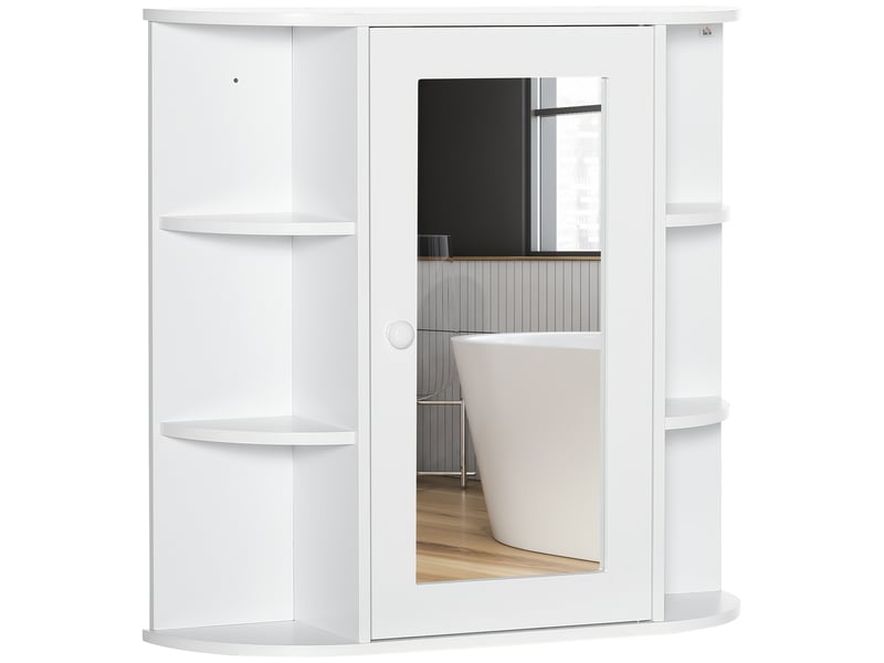  Armoire de toilette avec miroir et 8 compartiments blanc 66 x 17 x 63 cm  - Conforama A