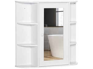 Armoire de toilette avec miroir et 8 compartiments blanc 66 x 17 x 63 cm