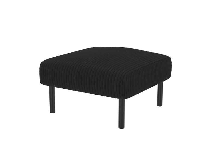  Ensemble canapé, fauteuil et pouf 4 places en velours côtelé noir, modulable et confortable pour le salon  - Conforama E