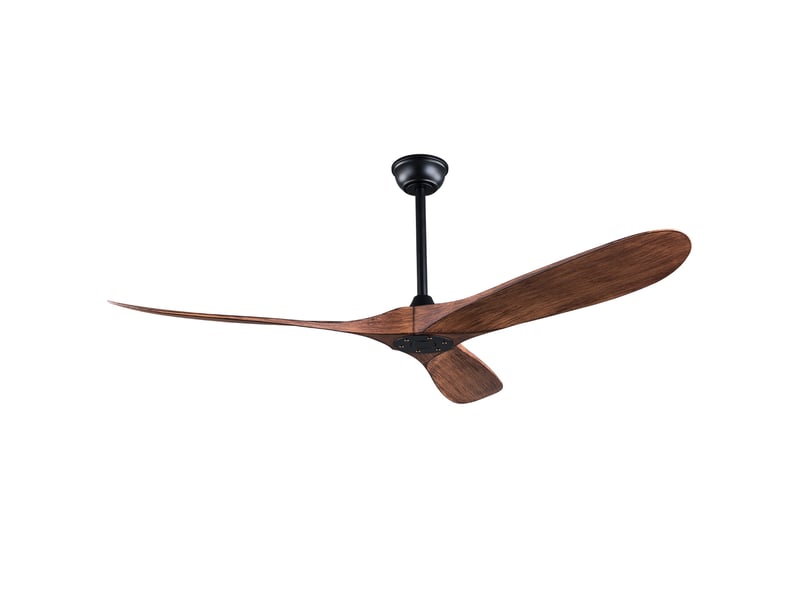  Ventilateur de plafond 107x107x38 cm noir et noyer foncé en abs, sans luminaire, télécommande, 6 vitesses  - Conforama A