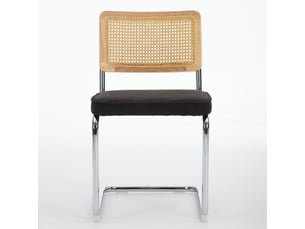 Lot de 2 chaises de salle à manger - 59x47x81cm - chaises porte-à-faux design breuer en rotin et assise velours - noir