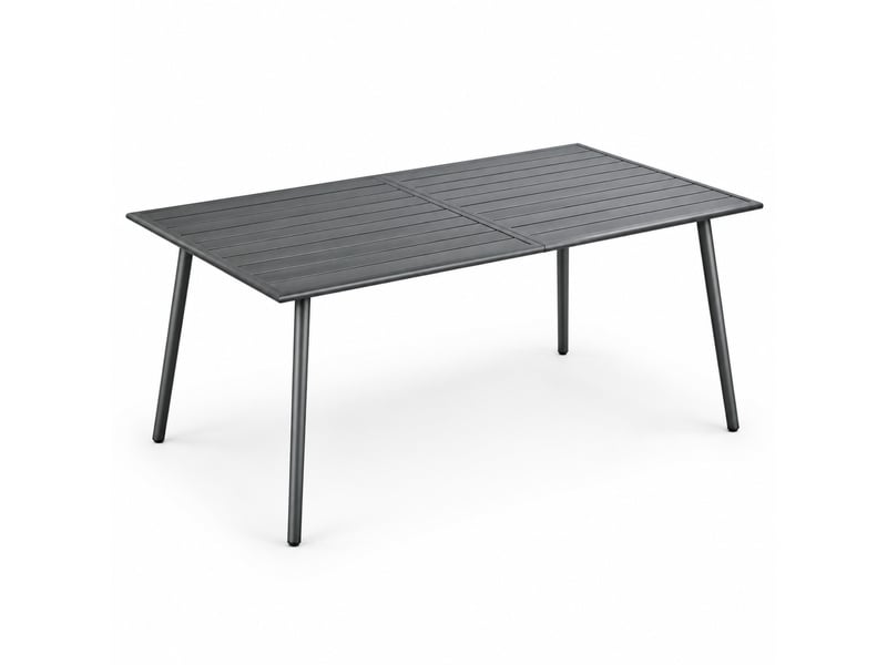 Table de jardin rectangulaire grise 6 personnes en acier, 150x80x74 cm, idéale pour terrasse et repas dehors - Conforama A