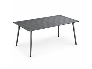 Table de jardin rectangulaire grise 6 personnes en acier, 150x80x74 cm, idéale pour terrasse et repas dehors