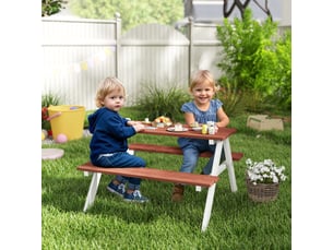 Ensemble table de pique-nique pour enfants de 3 à 8 ans avec bancs en bois, 89 x 79 x 50 cm, marron