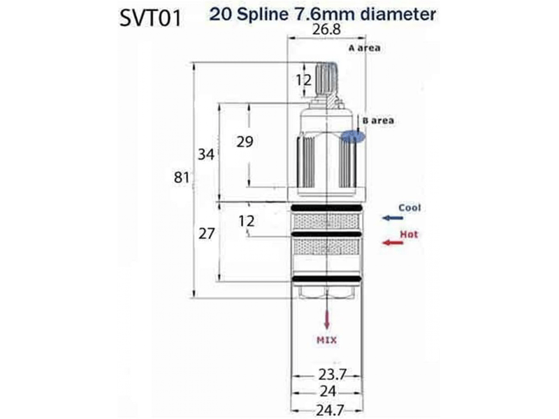  Thermostat à serpentin en laiton, thermostat à noyau de soupape remplaçable, noyau de soupape pour eau chaude et froide  - Conforama B