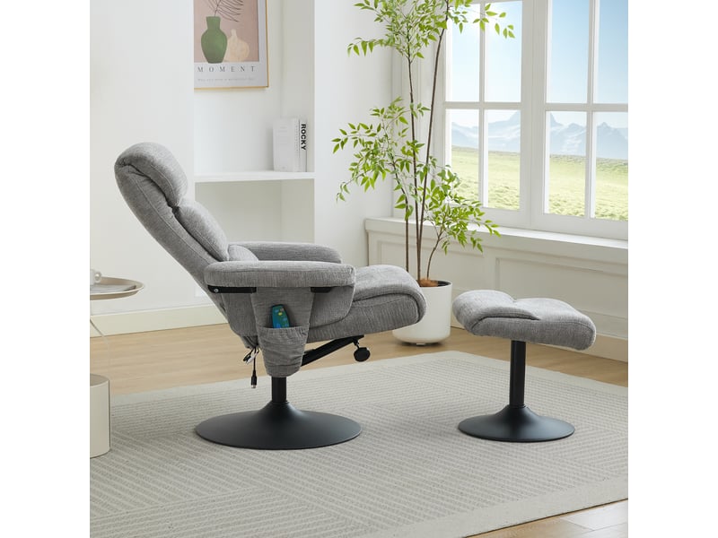  Fauteuil relax électrique tissu gris avec repose-pieds fauteuil relax gris - Conforama D