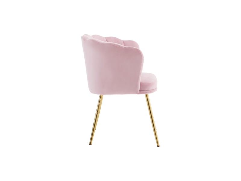  Fauteuil en velours rose avec dossier pétale et pieds en métal doré WF532311AAP - Conforama B
