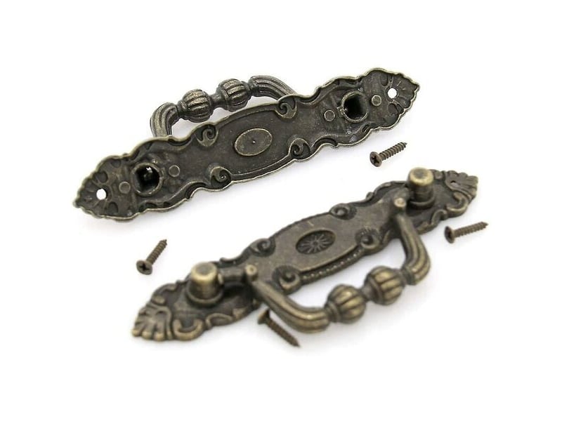  Paquet de 4 poignées en bronze ancien de 11x3,8 cm, poignées descendantes pour commodes et meubles  - Conforama C