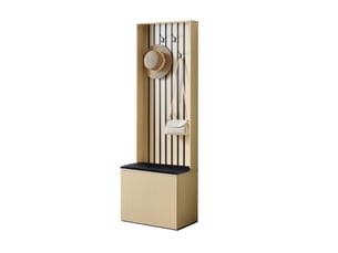 Meubles d'entrée avec banc rembourré, rangement à chaussures et 4 crochets en mdf, 61×35×179,5 cm, bois