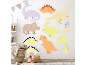 Sticker mural - adorables dinosaures pastel130x183 cm