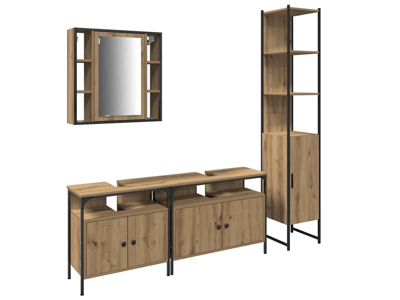  Ensemble de mobilier de salle de bain 4 pc chêne artisanal cf64503  - Conforama A