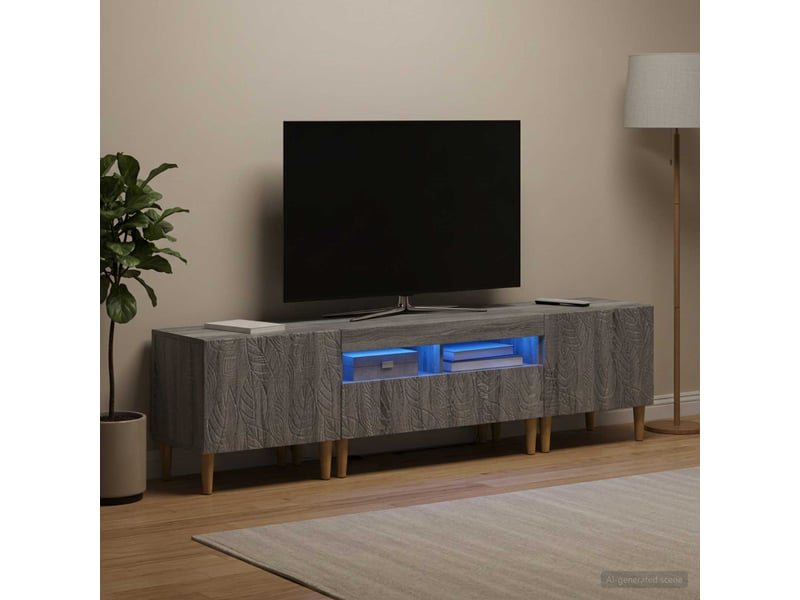 Ensemble de 3 meubles tv - banc tv - meuble de rangement led delft sonoma gris - Conforama C