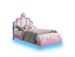 Lit avec rangement 90x190 cm <strong></strong>  <strong></strong> coloris rose