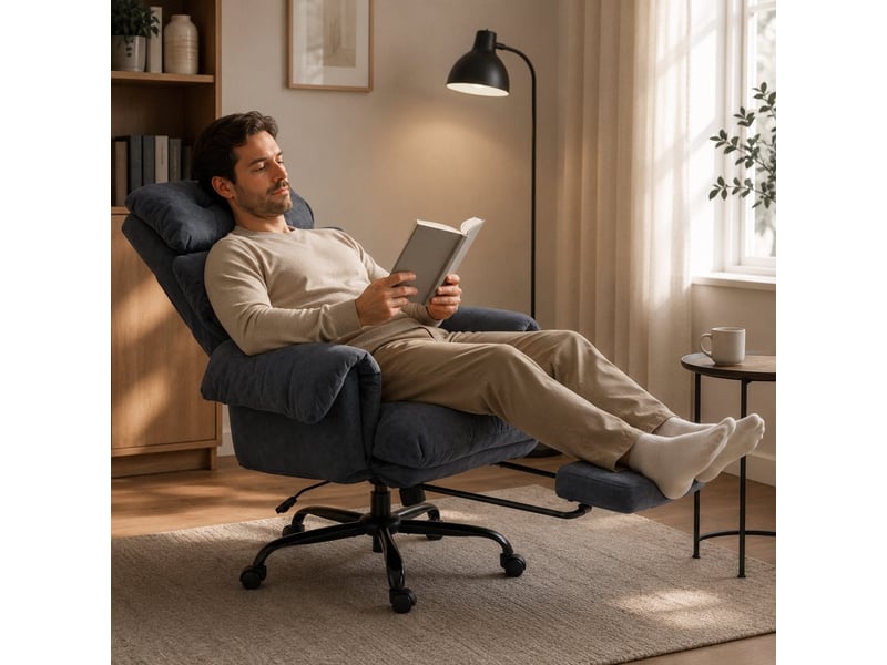  Larorova fauteuil de bureau réglable avec repose pieds gris foncé  - Conforama E