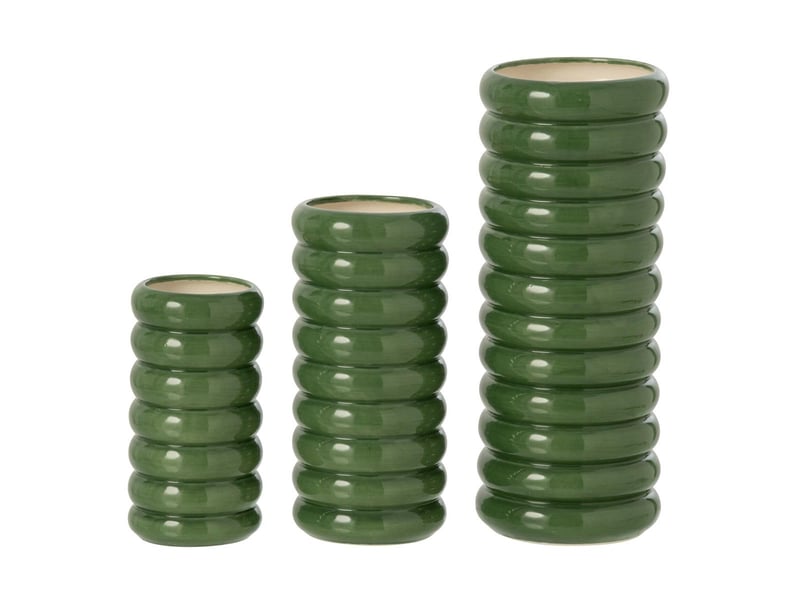  Lot de 3 vases en porcelaine mika 33cm vert  - Conforama A