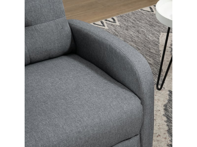  Fauteuil relax inclinable gris, repose-pieds extensible, ressorts ensachés et tissu aspect lin pour salon et lecture  - Conforama E