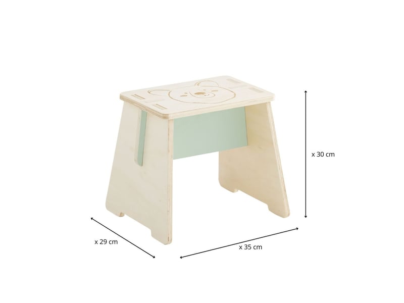 Chaise pour enfant en bois naturel motif ourson 50188 - Conforama B