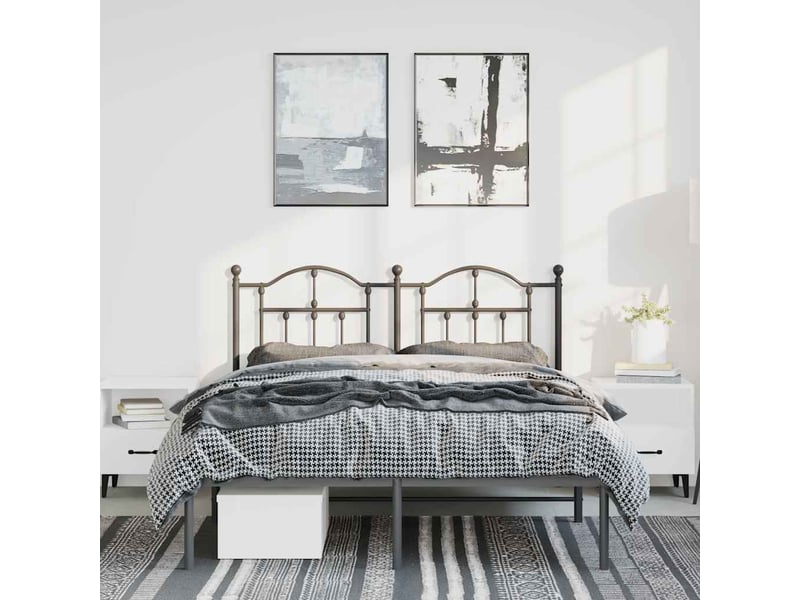 Lit double- lit adulte -  cadre de lit métal sans matelas avec tête de lit noir 135x190cm  - Conforama C