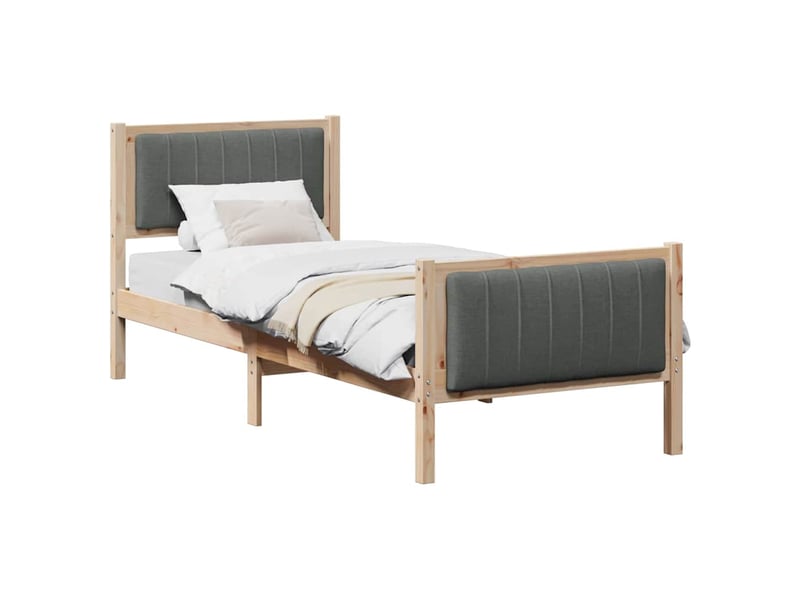  Lit simple- lit adulte -  cadre de lit avec tête de lit marron et gris foncé 80 x 200 cm  - Conforama B