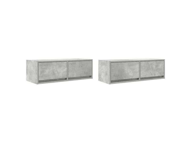  Lot de 2 meuble tv bas salon gris béton 80x31x25,5 cm bois d'ingénierie shl33200  - Conforama A