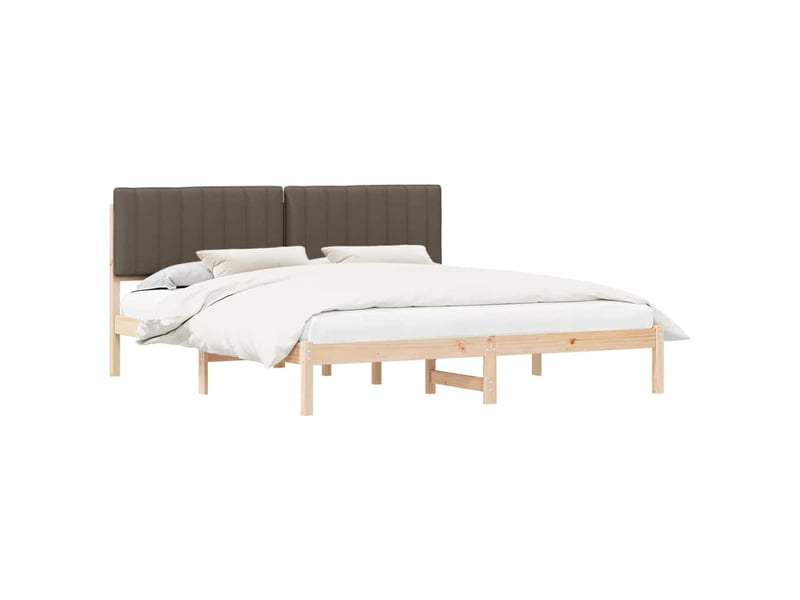 Lit double- lit adulte - cadre de lit avec tête de lit rembourrée taupe 180 x 200 cm - Conforama A