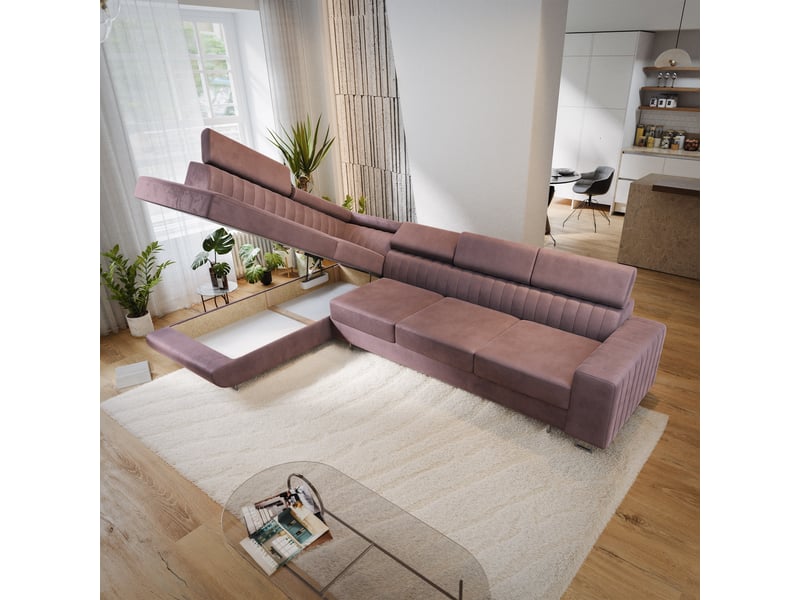  Canapé d'angle hestion, velours bruyère  - Conforama C