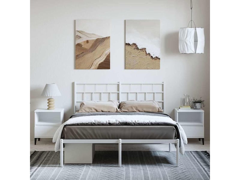  Lit double- lit adulte -  cadre de lit métal sans matelas et tête de lit blanc 150x200 cm  - Conforama C