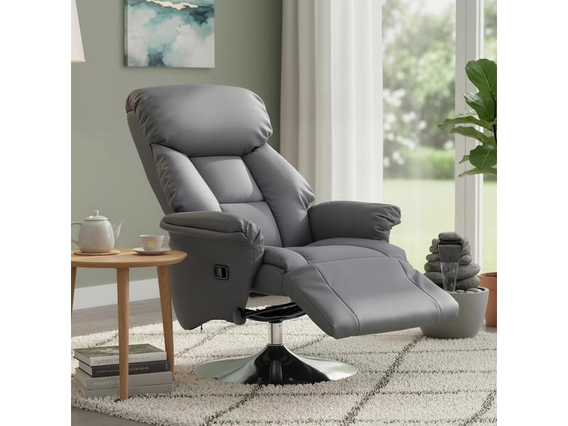  Fauteuil de relaxation, fauteuil pivotant, fauteuil inclinable, polyuréthane, 80x78x109cm, gris  - Conforama C