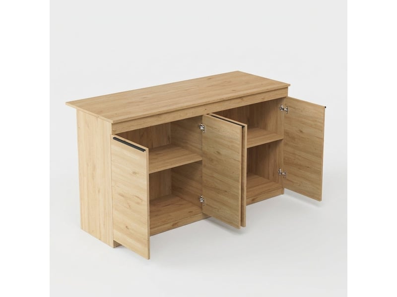  Table îlot de cuisine avec rangement thalox - chêne  - Conforama C