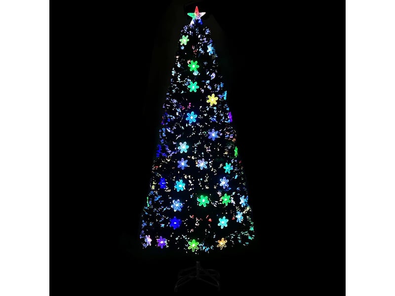 Sapin de noël, arbre de noël et flocons de neige led noir 210 cm fibre optique - Conforama C