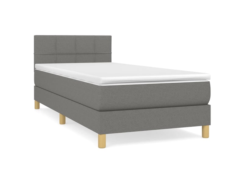  Lit simple, sommier à lattes de lit avec matelas gris foncé 80x200 cm tissu shl75232  - Conforama A