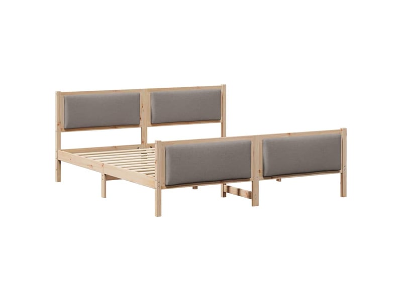  Lit double- lit adulte -  cadre de lit avec tête de lit taupe 200 x 200 cm tissu  - Conforama A