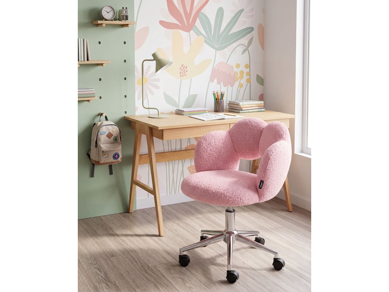 Chaise de bureau whizzy bouclé rose - Conforama B