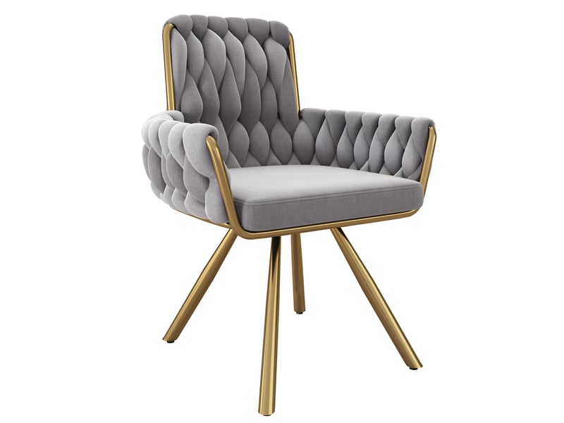  Lot de 4 chaises de salle à manger pivotantes à 360° en velours gris N634P198455G-4 - Conforama B