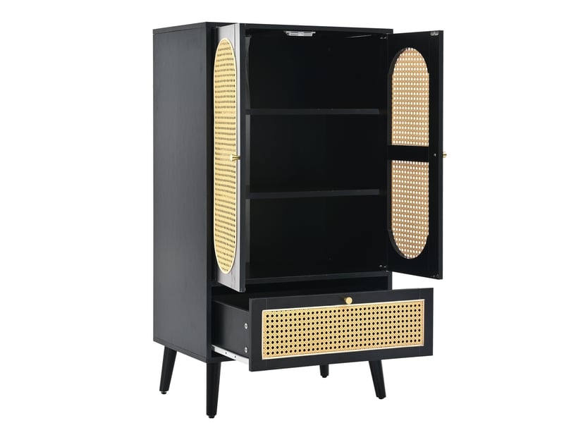 Buffet haut 60*40*110.5 cm en panneaux de particules avec 2 portes et 1 tiroir noir chicfurn - Conforama A