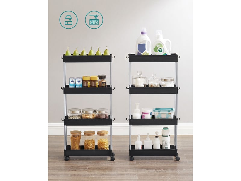  Chariot de rangement mobile sur 4 niveaux étagère sur roulettes pour salle de bain et cuisine étroites 40 x 13.5 x 86 cm blanc ksc08wt 12_0005021  - Conforama E