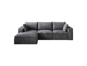 Canapé nuage en velours côtelé 4 places gris foncé 260 cm modulaire sans cadre en bois