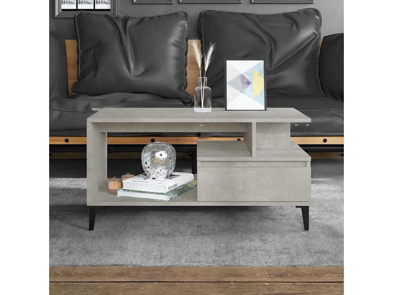  Table basse - table de salon - table à thé gris béton 90x49x45 cm bois d'ingénierie  - Conforama B