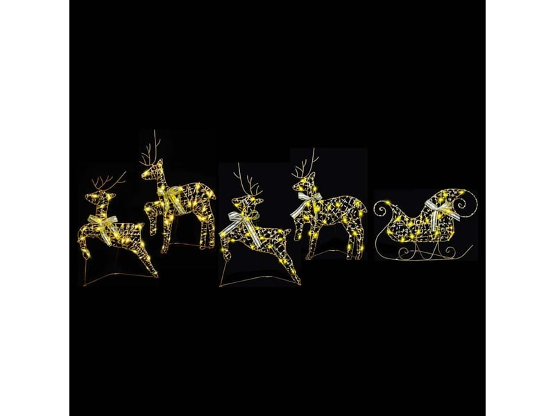  Lot de 5 rennes led, éclairage de noël, décoration de noël 40 led doré 44 x 18 x 65,5 cm pet cf62088  - Conforama D