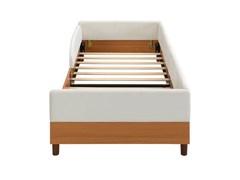  Lit enfant en velours et bois blanc 90 x 200 cm  - Conforama A