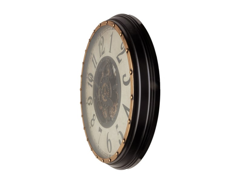  Horloge murale fabrilamp treviso 83 x 83 cm dorénoir engrenages mobiles 215610016 - Conforama C