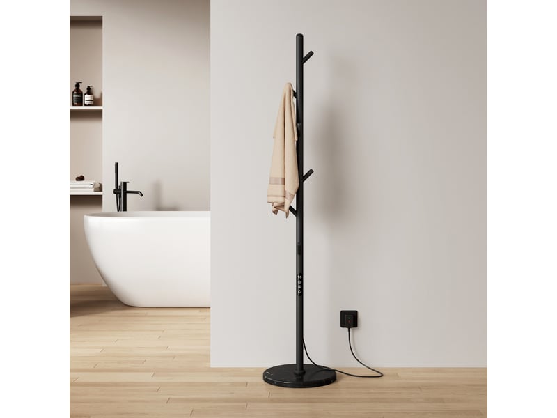  Emke sèche-serviettes électrique sur pied 150 x 32 x 32 cm, 100 w, wi-fi, alexa, noir mat, 6 modes  - Conforama B